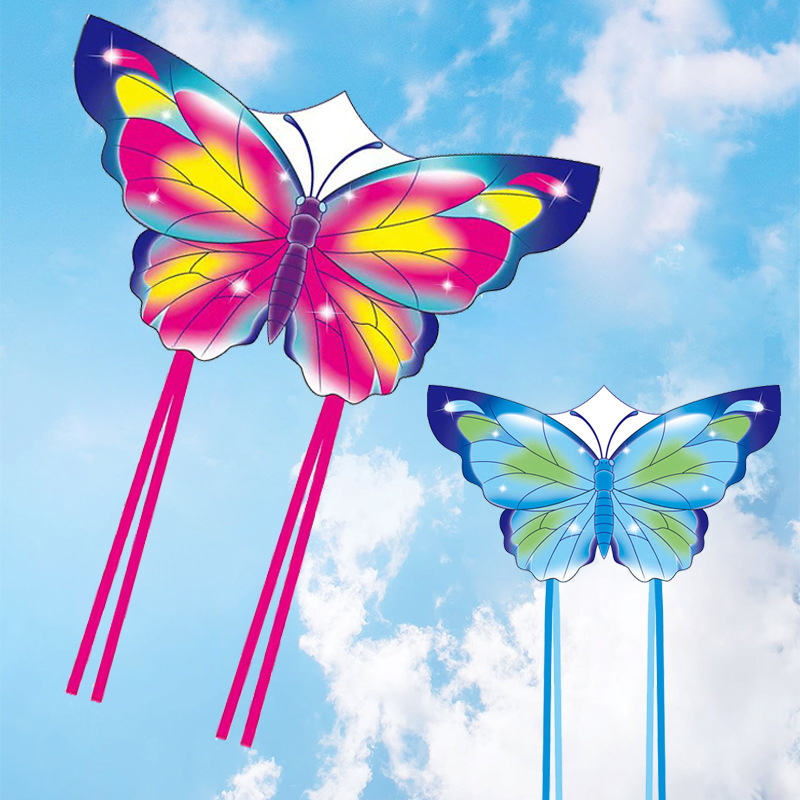 Cartoon Blue-Pink Starry Butterfly-shaped Kite