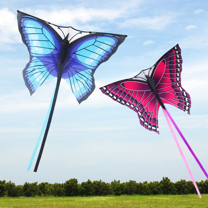 Pink and Blue Butterfly-shaped Kite