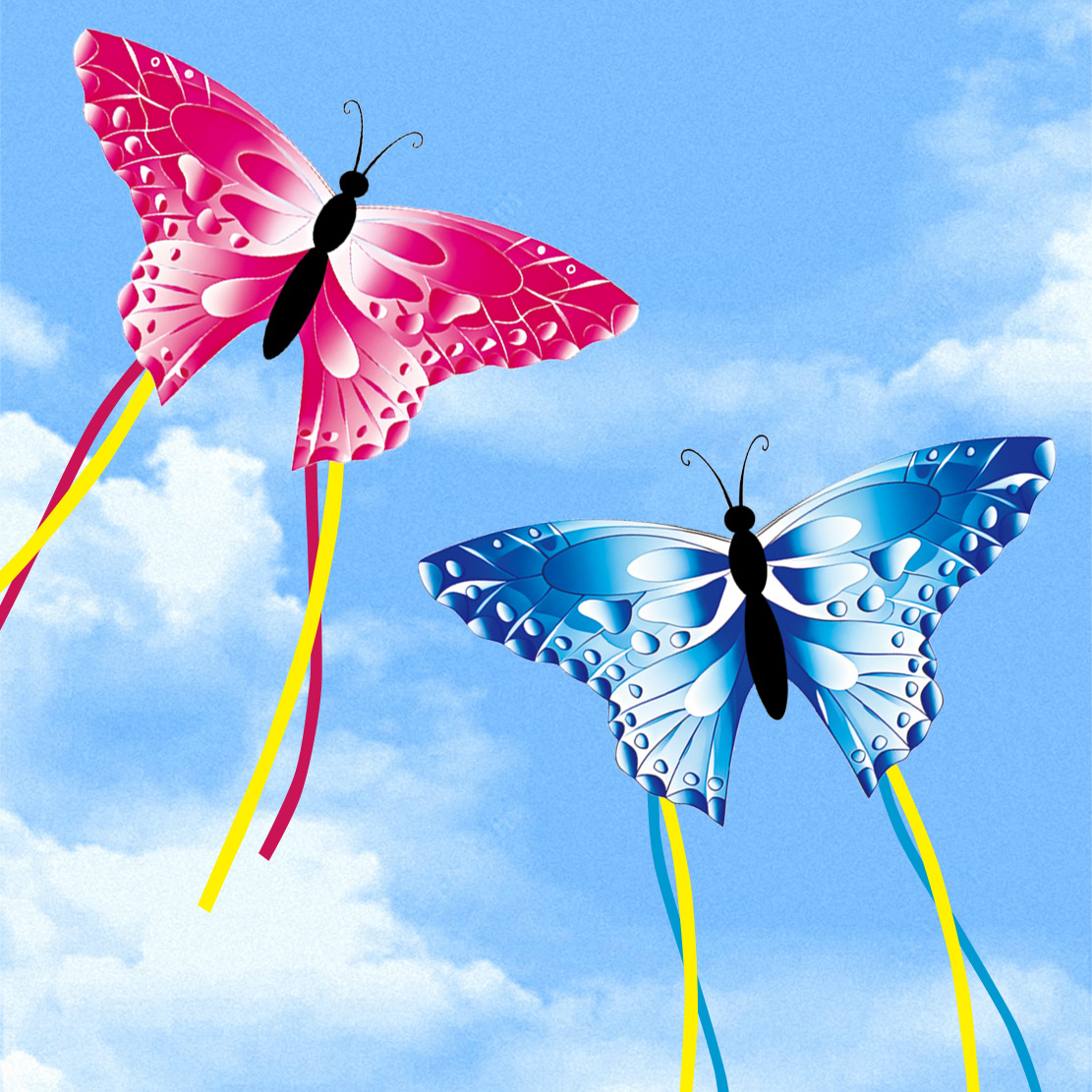 Pink and Blue Gradient Butterfly-shaped Kite