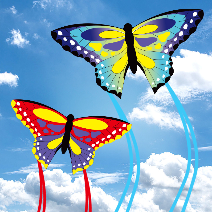 Red and Blue Butterfly-shaped Kite