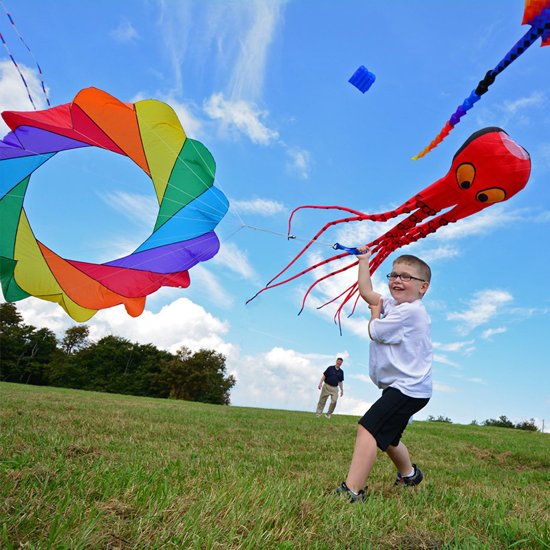 Large Soft Halo Kite Colorful Rainbow Rolling Dragon