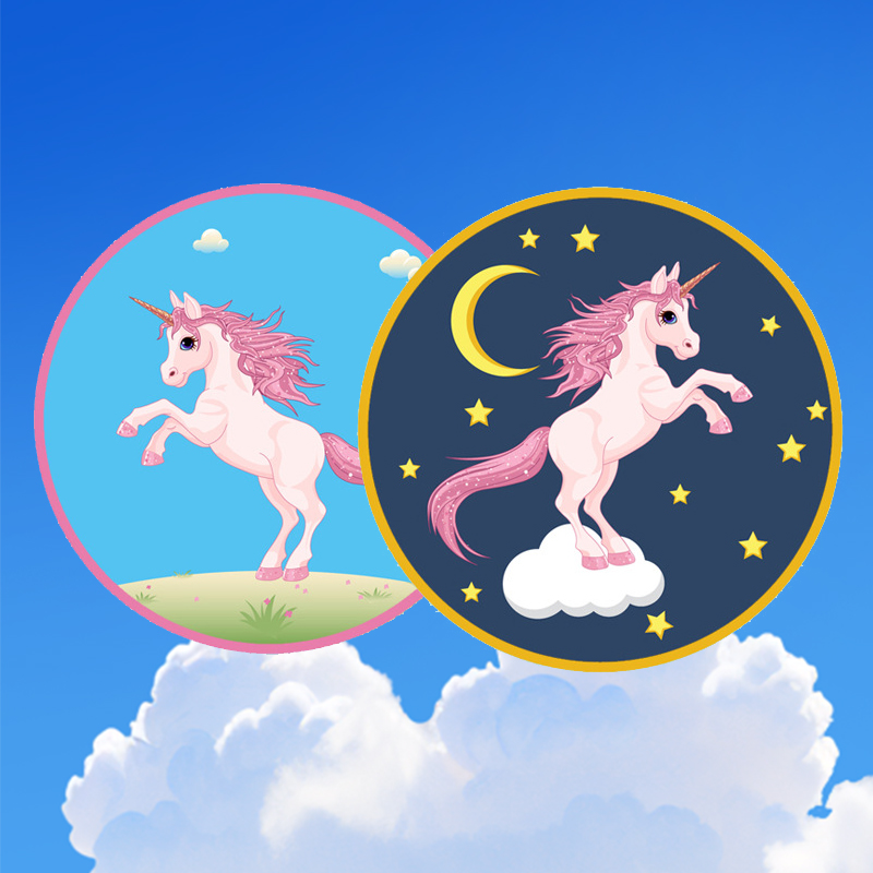 Round Flying Disc Cartoon Unicorn Children's Folding Kite