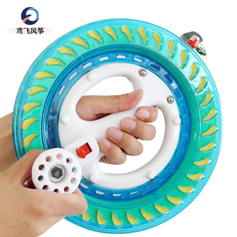 Kite String Reel with Line, ABS Anti-Drop Plastic Grip Wheel, Large Bearing, Self-Locking, Silent, Crystal Hand Grip Wheel