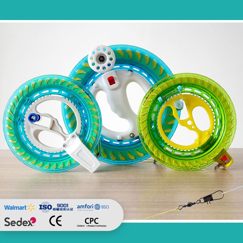 Kite String Reel with Line, ABS Anti-Drop Plastic Grip Wheel, Large Bearing, Self-Locking, Silent, Crystal Hand Grip Wheel