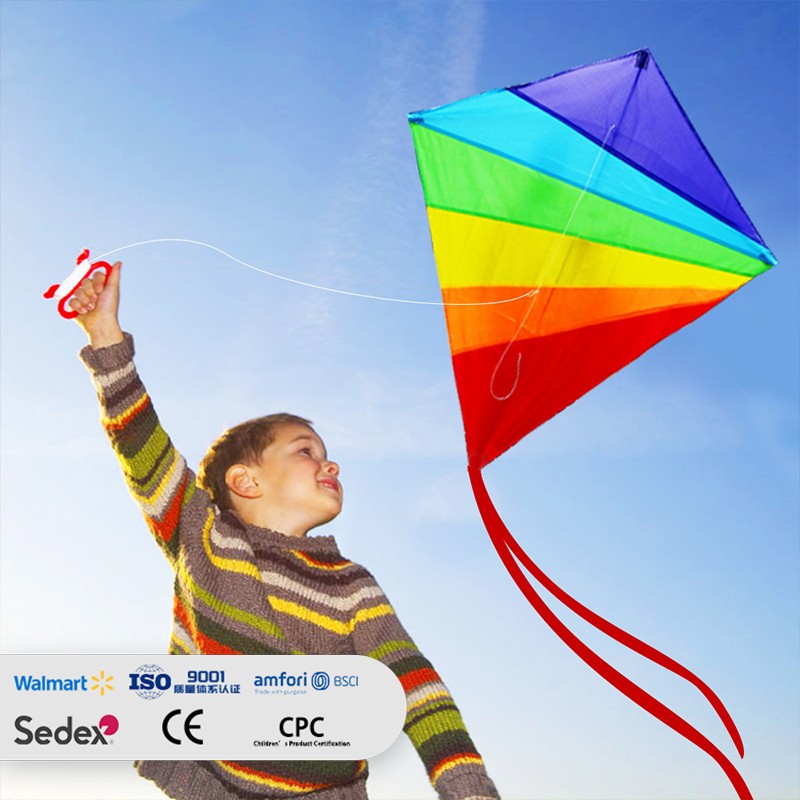 Rainbow Plaid Diamond Kite