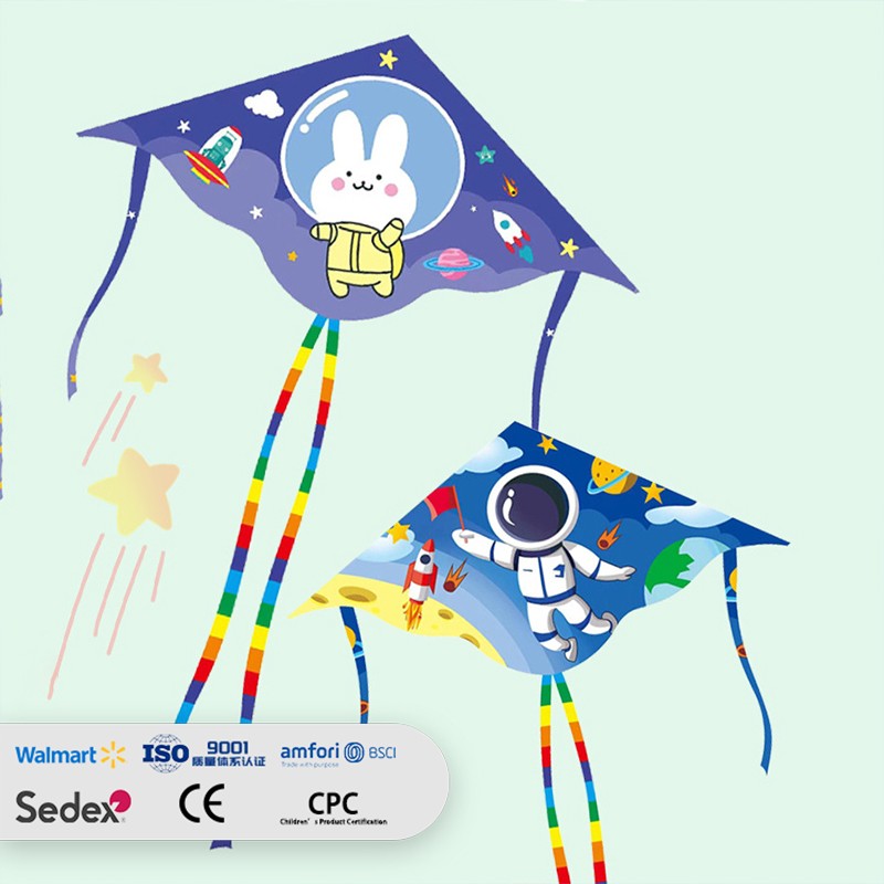 Kids' Astronaut Rabbit with Rainbow Tail Delta Kite
