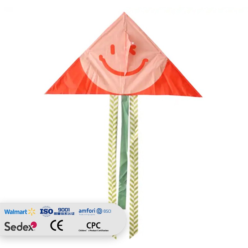 Smiling face graffiti kite with line flying triangle 100cm*50cm customized modern