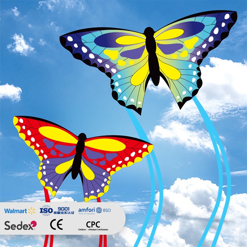 Red and Blue Butterfly-shaped Kite