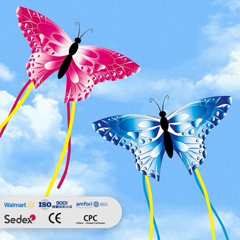 Pink and Blue Gradient Butterfly-shaped Kite