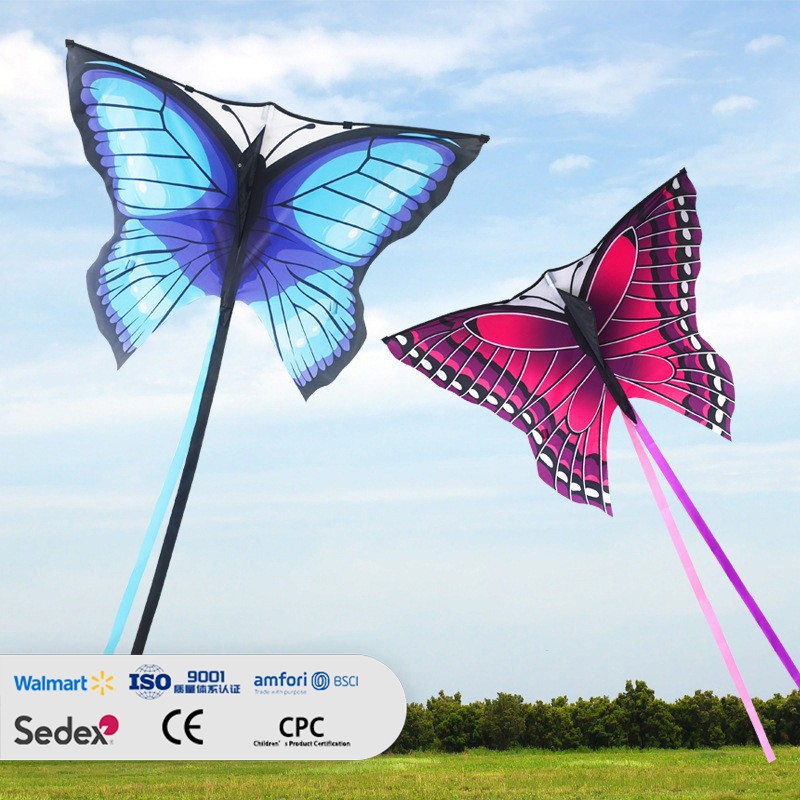 Pink and Blue Butterfly-shaped Kite
