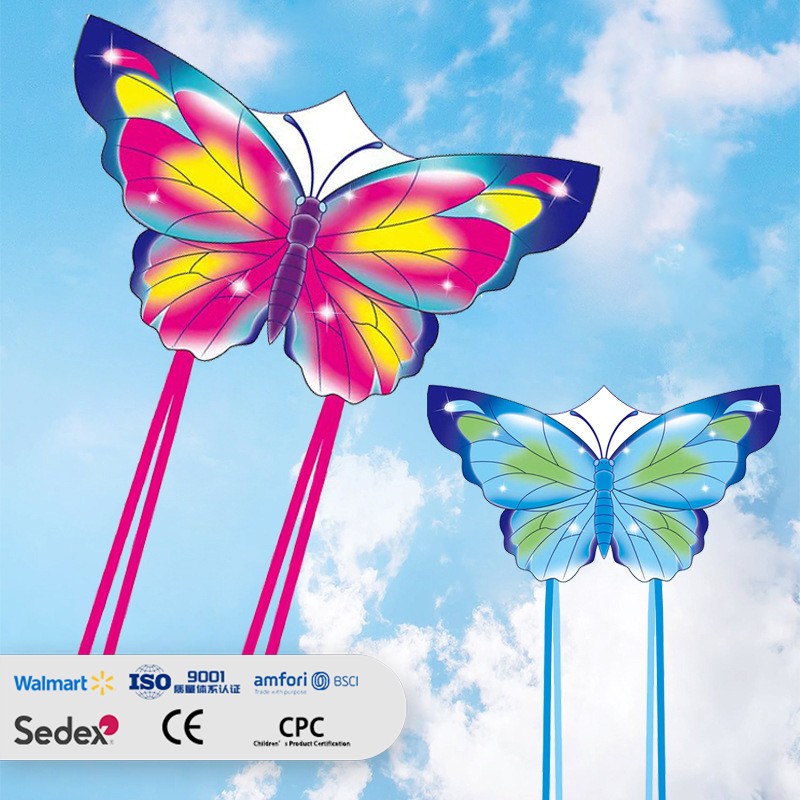 Cartoon Blue-Pink Starry Butterfly-shaped Kite