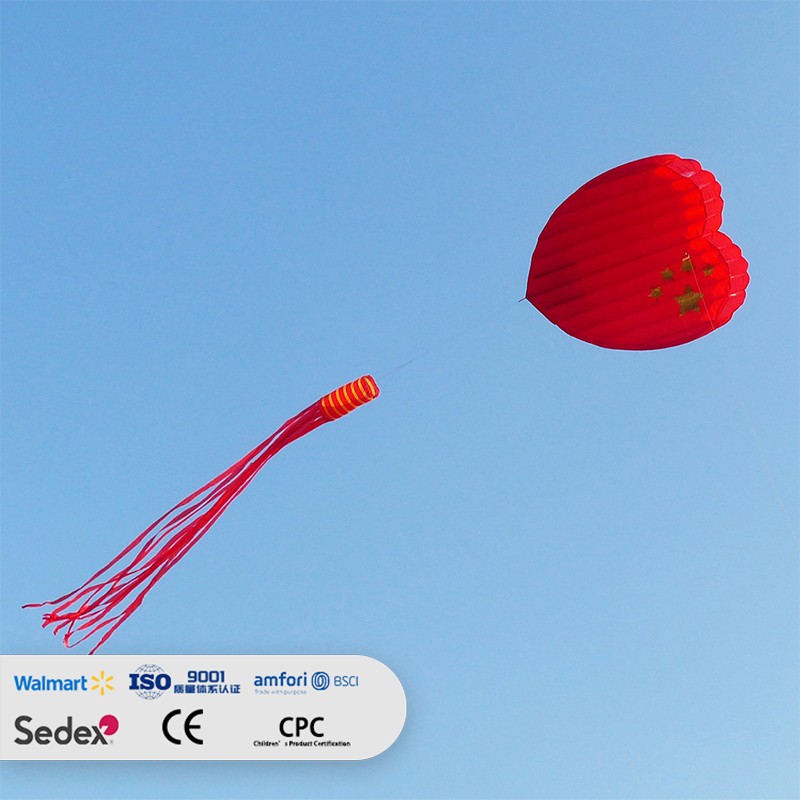 Chinese Heart / Love Heart 3D Inflatable Outdoor Light Wind Soft Kite