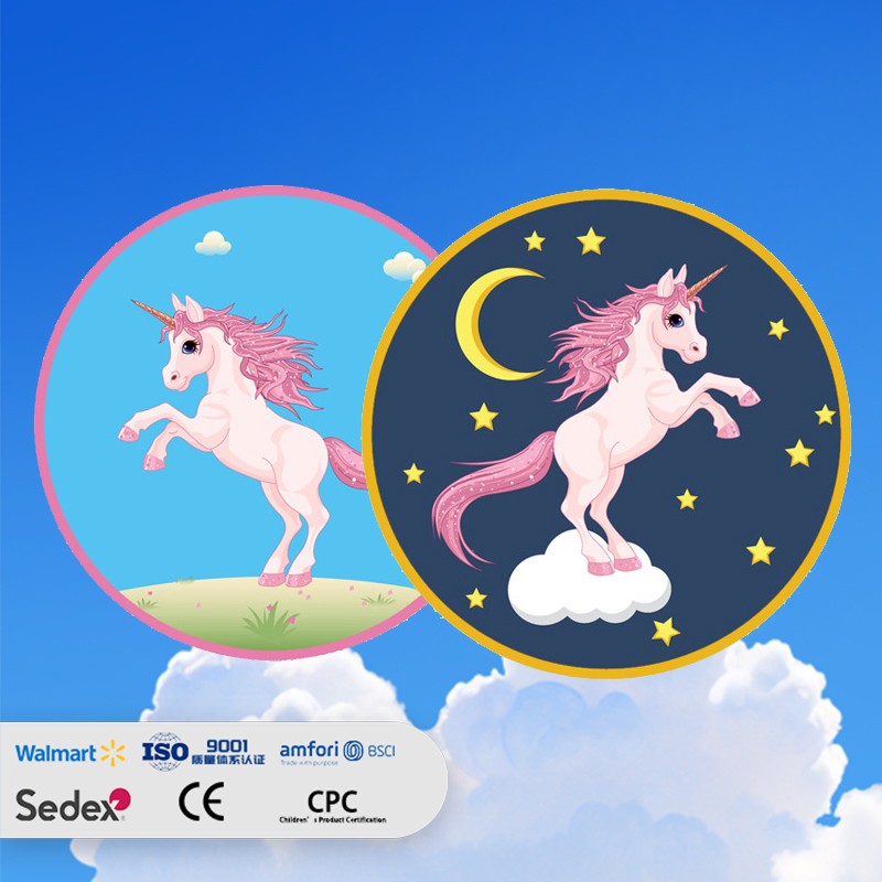Round Flying Disc Cartoon Unicorn Children's Folding Kite