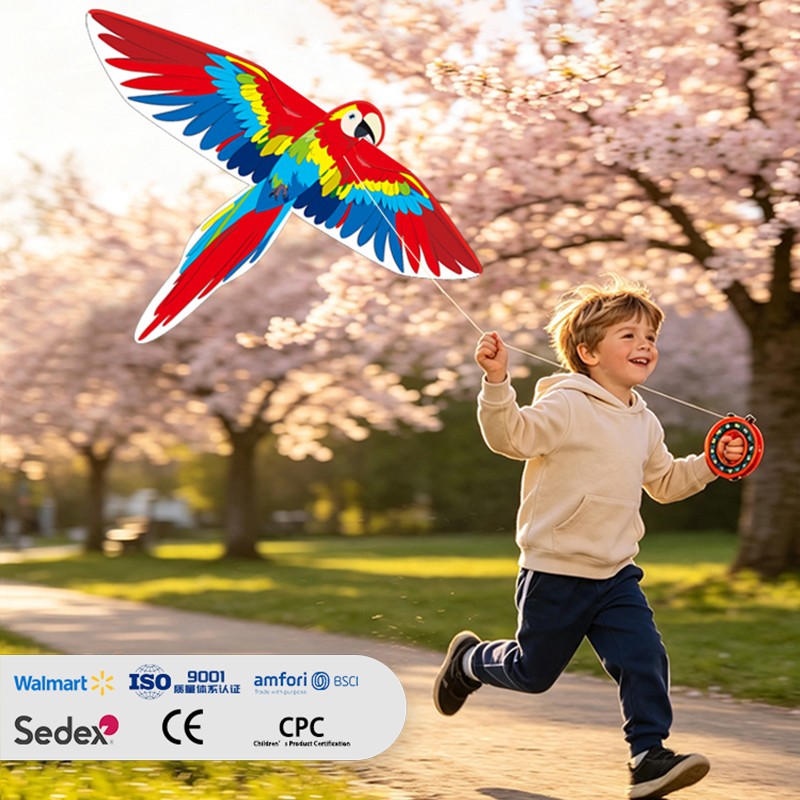 Simulation Macaw Parrot Kite, Bright Color Bird Kite, Easy Fly Kite for Outdoor Activities